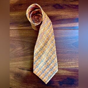DORMEUIL 100% Silk Orange Striped  Geometric Jacquard Repp Necktie